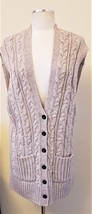 Knitted Sweater Vest CASLON Size-L Beige Cable Knit Pattern - £32.03 GBP