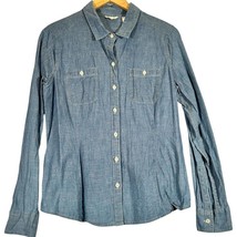 DOCKERS Chambray Button Down Women&#39;s Large Light Denim Blouse - £13.10 GBP