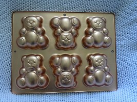 Wilton TEDDY BEARS 6 Cavity 4.25x4.5" Copper Cake Pan (2105-4948, 2004) - $9.47