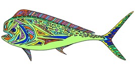 Mahi Mahi Dolphin Mosaic Fish Vinyl Sticker for Laptop Car Window Cups M... - €5,99 EUR+