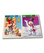 Golden Disney Tray Puzzle Lot 2 Christmas Frosty &amp; Rudolph Vintage 1989 - $38.56