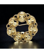 Vintage  1/20 12K Gold Filled Pearl Flower Floral Wreath Circle Brooch Pin - $34.79 CAD