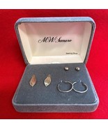 Vintage M W Samara 3 Sterling Silver Pierced Earrings Original Hinged Box - €29,73 EUR