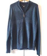 SmartWool Mens Ripple Ridge Sweater Sz L Blue Merino Wool Blend 1/4 Zip ... - $19.75