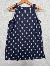 J Jill Womens Tank Top Sz M Navy Blue Floral Print Sleeveless - $291.89 MXN