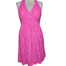 Pink Lace Halter Mini Dress Size Medium - £19.73 GBP