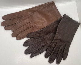 Two pairs vintage genuine leather gloves brown size 7 both lovely Fownes - £13.96 GBP