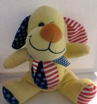 PLUSH APPEAL Patriotic Yellow Dog Red White Blue 9&quot; Plush Stuffed - $12.26