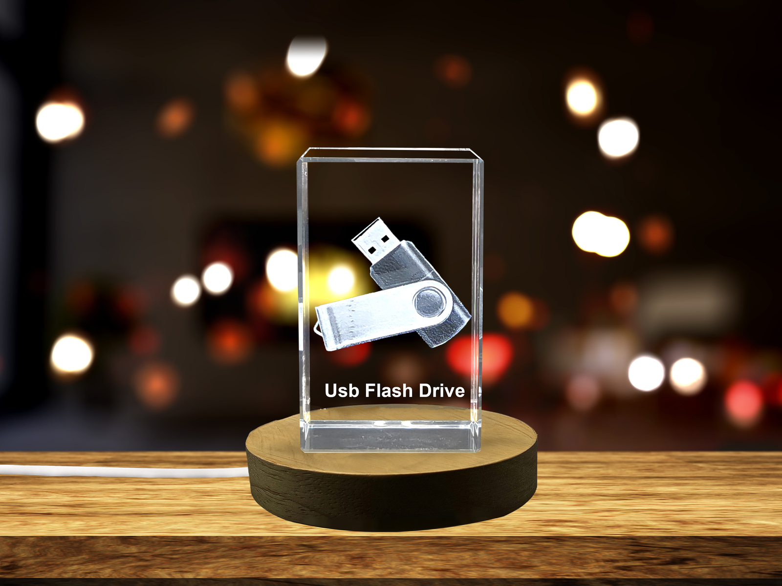 LED Base included | Exquisitely Detailed Crystal USB Drive Keepsake