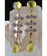 Fine Natural Lemon Quartz Teardrop Diamond 18K Gold 925 Silver Victorian... - $12,332.60 MXN