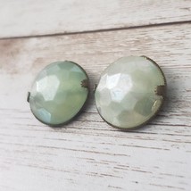 Vintage Clip On Earrings Faceted Shiny Light Aquamarine Color Circle - £7.98 GBP