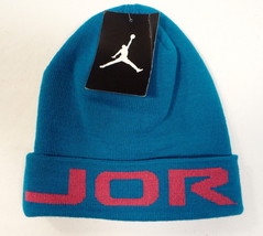 Nike Jordan Signature Blue &amp; Pink Cuff Knit Beanie Youth Boy&#39;s Size 8-20... - £17.59 GBP
