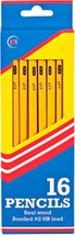 #2 PENCILS Woodcase No. 2 HB hard Black 16 ct Real Wood YELLOW number 2 ... - $16.41