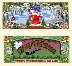 5 Pack Merry Christmas 25 Dollars Collectible Novelty Money Notes - £5.24 GBP