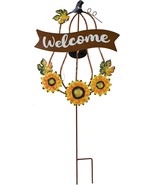 26.6" H Solar Lighted Pumpkin Garden Stake with Sunflowers Outdoor Fall Decor - €25,68 EUR