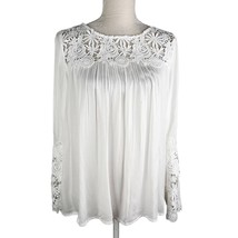 BB Dakota Steve Madden Zanna Top Ivory White Lace Bell Sleeves Small New - £27.65 GBP