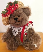Nona&#39;s Bear - OOAK - Lace Collar, Straw Hat, Red Ribbon, Christmas? - 9&quot; - £23.91 GBP