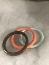 Vintage Acrylic Bangle Bracelets Excellent Condition Brown, Coral, Teal Lovely! - £7.46 GBP