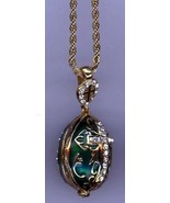 Religious Egg Pendant w/clear Crystal Cross, Green main with decor and more - $65.90 CAD