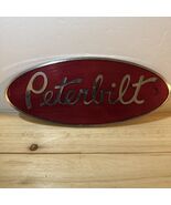 Vintage Peterbilt Truck Metal Badge Chrome Emblem 8&quot; X 3-1/4” Red Great ... - $111.63 CAD