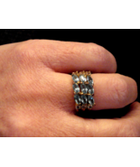 Marquise Rhinestone Cocktail Ring BLUE ICE Costume Jewelry size 6 Nickel... - $375.38 MXN