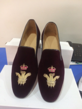 NEW Handmade men purple shoes, velvet loafer shoes,men leather shoes,petel embro - £113.26 GBP