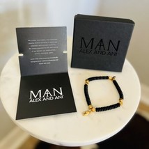 Alex And Ani Man Lobster Claw Beaded Bracelet, Slip On, Stretch, Black/Gold, Nwt - £32.97 GBP