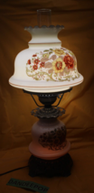 Vintage Quoizel 1973 Abigail Addams Hurricane Lamp Fenton Ruffle Floral 24&quot; - £150.32 GBP