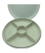 VINTAGE Tupperware Divided Serving Tray ALMOND 1708 Dome Cover 1709 Dip ... - $17.18 CAD