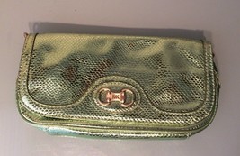 Michael Kors Wristlet Clutch Bag Metallic Snakeskin Green STRAP MISSING - £78.65 GBP