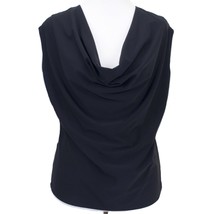 Luxe by Lisa Thomas Womens Small Top Blouse Black Cowl Neck Work Career ... - £15.50 GBP