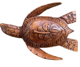 da Hawaiian Store Hand-Carved Wood Honu Turtle Featuring a Floral Design - $79.99