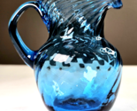 Vintage Cobalt Blue Pitcher Vase Hand Blown Avalos Glass c1950&#39;s Small 4.5&quot; - £27.40 GBP