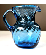 Vintage Cobalt Blue Pitcher Vase Hand Blown Avalos Glass c1950&#39;s Small 4.5&quot; - €30,15 EUR