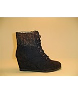 SO Ankle Boots Women&#39;s Shoes Sweater Knit Wedge Black Boot Heels Size 9.... - $323.48 MXN