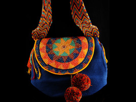 Vintage rhinestone star hippie Purse / bohemian woven handbag - Colorful gypsy p - £137.13 GBP