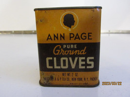 Vintage Ann Page &quot;Pure Ground Cloves&quot; Spice 2 Ounces Tin New York Ny Nyc Usa - £8.01 GBP