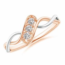 ANGARA Slanted Three Stone Diamond Infinity Ring in Two Tone in 14K Gold - £415.58 GBP