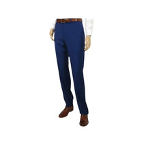 Mens Mantoni Flat Front Trousers Wool Super 140s Classic Fit 40901 French Blue image 4