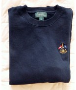 RALPH LAUREN LRL Sweatshirt Crew Neck Terry 3/4 Slv  Blue Anchor Logo M ... - £47.02 GBP