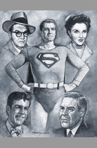 Sanjulian Signed Superman TV Series Original Art Painting George Reeves w/ Lois - £1,579.07 GBP