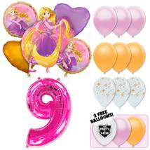 Rapunzel Deluxe Balloon Bouquet - Pink Number 9 - £26.27 GBP