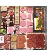 Lot of Rubber Wood Stamps &amp; Stamping Kit 50+ Stamps - £14.78 GBP