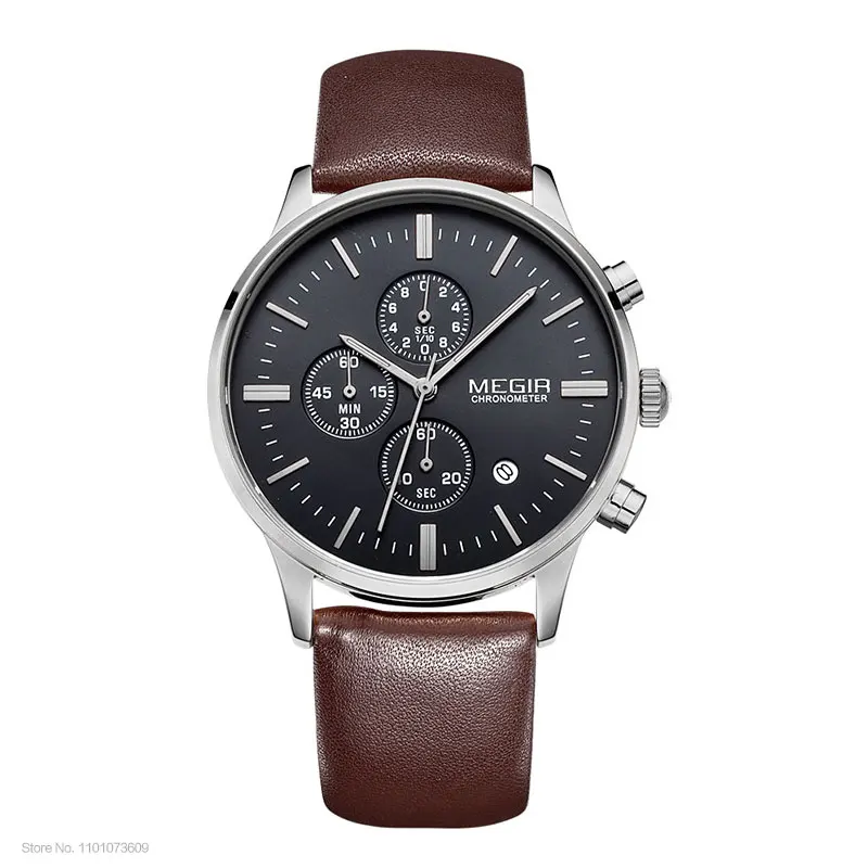 quartz watches men luminous waterproof sports watch man commercial leath... - $36.41