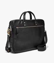 Fossil Men's Haskell Double Zip Leather Workbag Briefcase Black 16 x 3 x... - $199.99