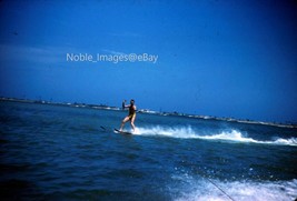 1958 Man Water Skiing Waving Harbor Florida Kodachrome 35mm Slide - £2.73 GBP