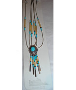 Native American Style Sterling Silver &amp; Turquoise, Porous, Necklace 3 St... - £33.80 GBP