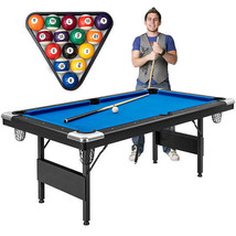 6 Feet Foldable Billiard Pool Table with Complete Set of Balls-Blue - Color: Bl - £621.07 GBP