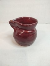 Red Glazed Art Pottery Pitcher/Creamer Stoneware Rustic Primitive Pinche... - £11.21 GBP