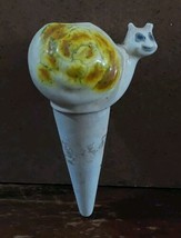 Ceramic Snail Plant Water Spike Feeder Aid Vintage Glazed Yellow - £18.34 GBP